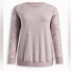 Torrid Super Soft Plush Lace Sleeve Raglan Sweatshirt